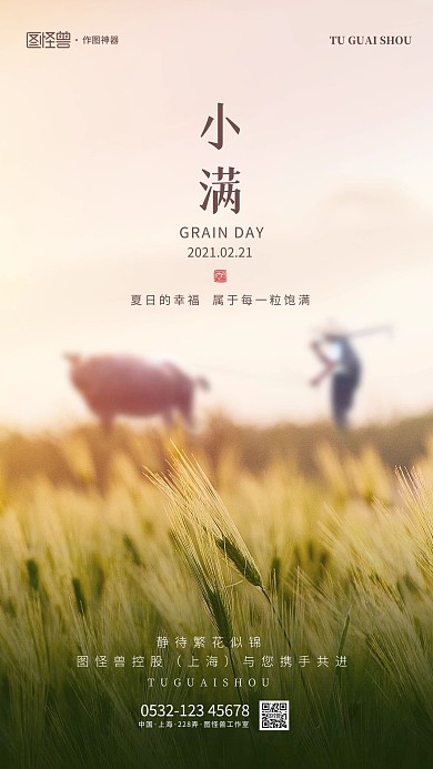 原创意小满节气摄影图地产手机海报