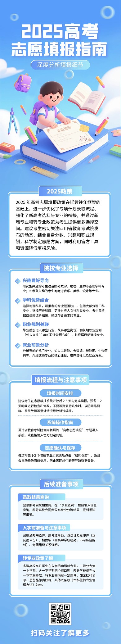 高考志愿填报蓝色公众号文章长图