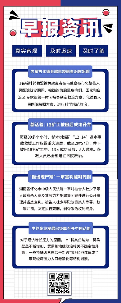 蓝色每日早报快讯最新资讯长图