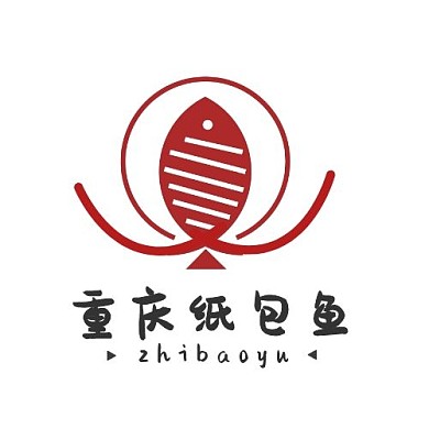  重庆纸包鱼LOGO红色简约
