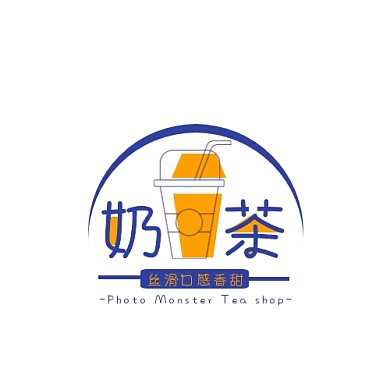 奶茶店手绘简笔画创意logo设计