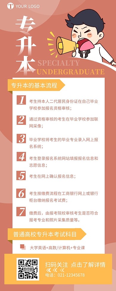 专升本公众号宣传介绍营销长图设计