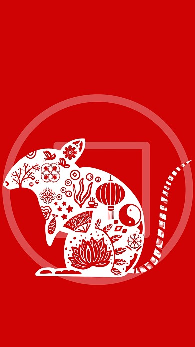 剪纸风鼠年手机海报