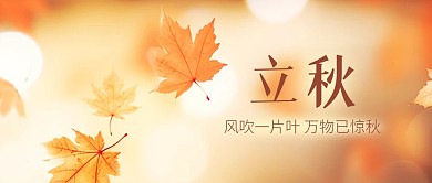立秋传统节气枫叶祝福公众号封面