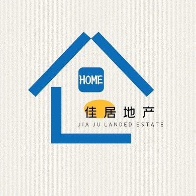 蓝色方块拼接家居地产创意logo设计