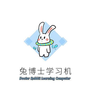 蓝色兔子博士卡通插画学习机软件logo