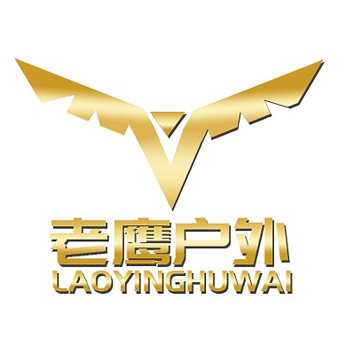 老鹰象形金属logo黄色大气简约