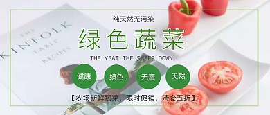 绿色蔬菜促销蓝色简约宣传公众号封面首图
