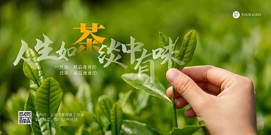 简约绿色茶园采摘茶叶茶饮展板