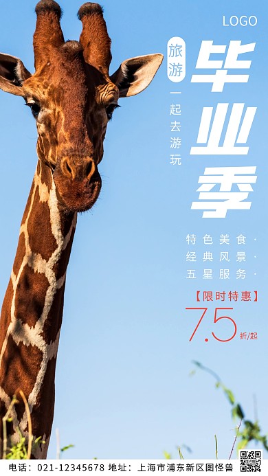 摄影图毕业旅游白色简约风摄影图海报