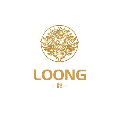 龙LOGO线构成土金色龙头品牌宣传
