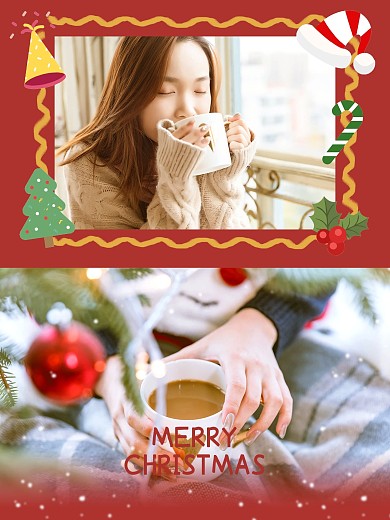 圣诞节氛围照片拼图效果模板