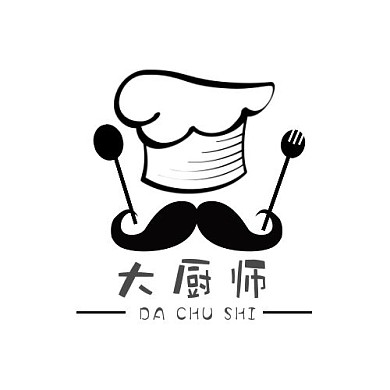 黑白简约大厨师logo