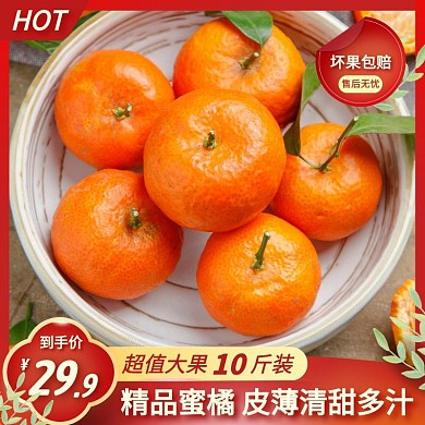 秋季水果橘子简约大气红色主图直通车
