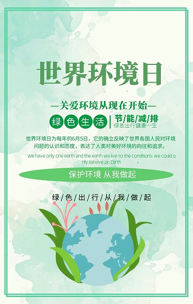 世界环境日手机海报