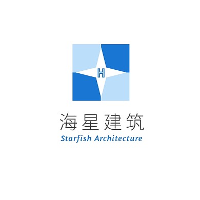 蓝色方形字母H字简约房产建筑设计logo