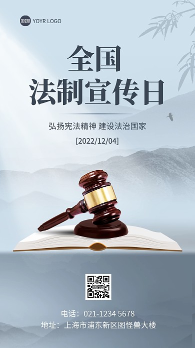 法制宣传日普法宣传手机海报