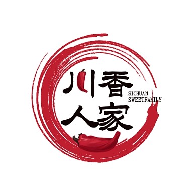 红色简约川香人家川菜美食平面LOGO设计
