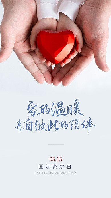 简约大气国际家庭日问候摄影图海报