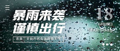 暴雨来袭谨慎出行简约公众号封面首图