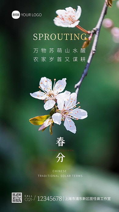 春分惊蛰立春时节节气绿色摄影图海报