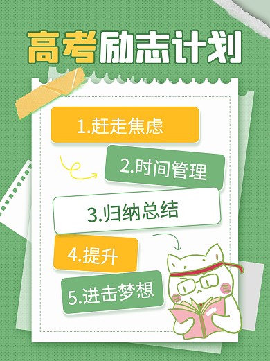 高考励志计划绿色创意小红书封面