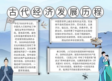古代经济大发展历程古风创意卡通手抄报