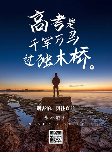 高考励志简约清新竖版海报