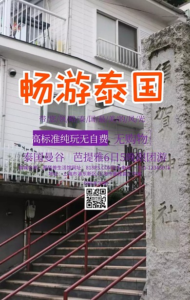 观光旅行畅游泰国风景紫色简约手机海报