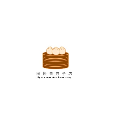 卡通简约包子店线性LOGO设计海报