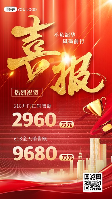 618喜报战报爆单销售额突破手机海报