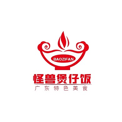 煲仔饭锅红色餐饮简约LOGO
