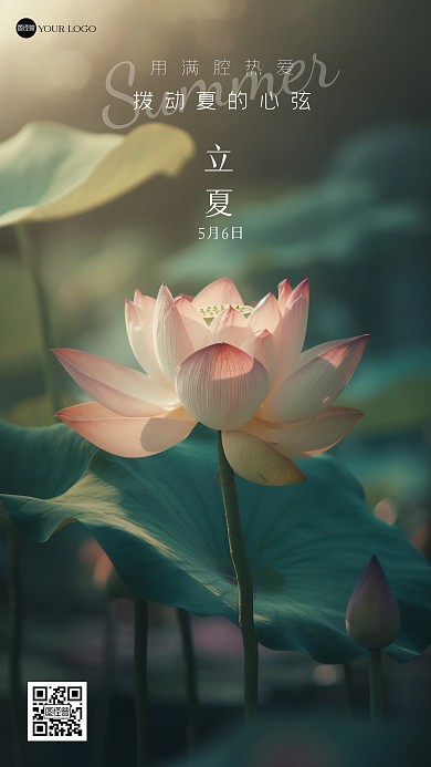 立夏节气AIGCMOBAN手机海报