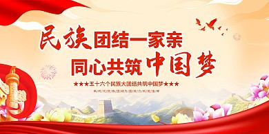 民族团结进步宣传印刷横版海报