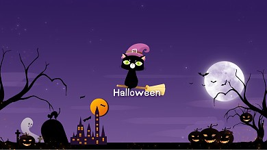 手绘插画万圣节快乐女巫魔法电脑桌面壁纸