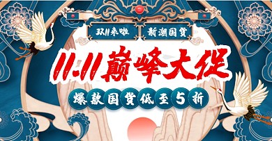 电商新潮国货双十一活动促销横版海报