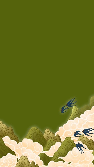 图怪兽原创背景绿色古风背景山河大好河山