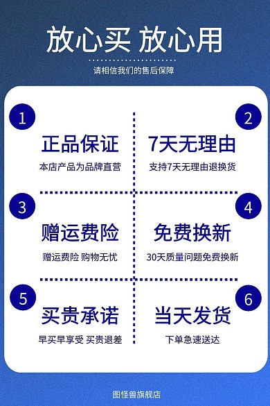 蓝色简约大气售后服务主图直通车