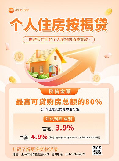 个人住房按揭宣传印刷海报