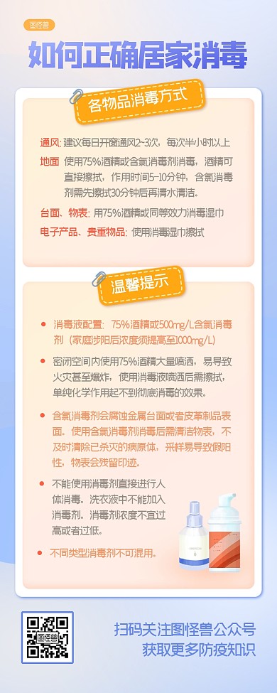 如何正确居家消毒防疫开放营销长图