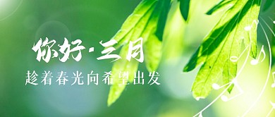 清新树叶三月你好二月再见封面首图