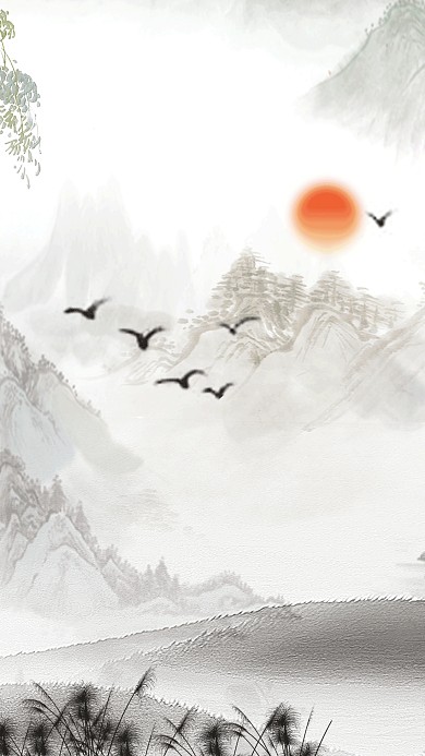 图怪兽原创元素古风风格装饰画背景