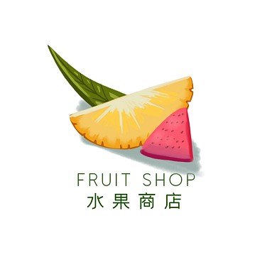 绿色手绘创意水果店logo