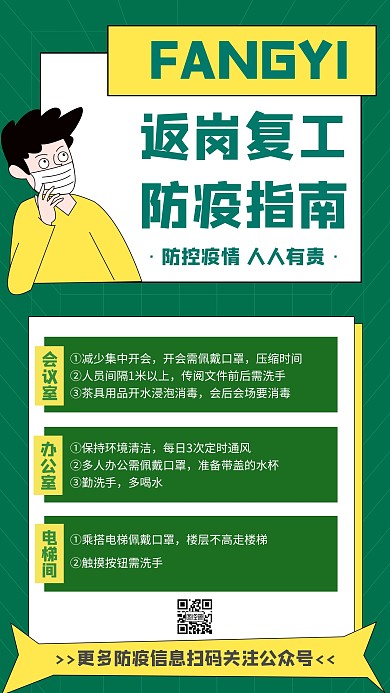 返岗复工疫情抗疫绿色创意海报