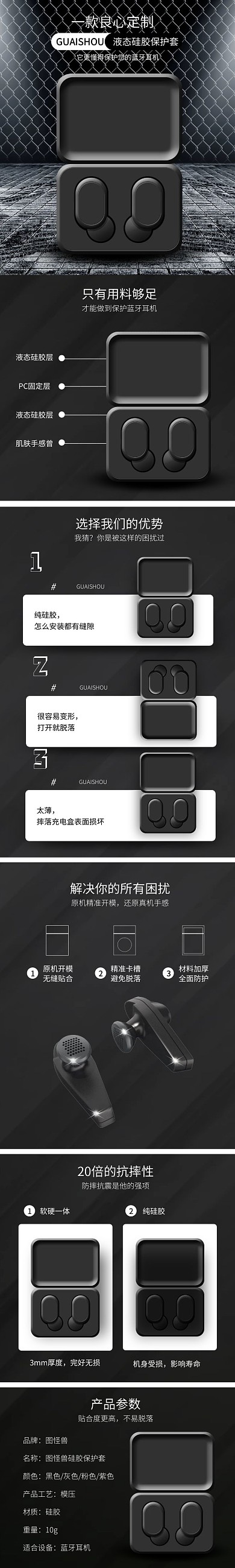 黑色大气耳机壳详情页