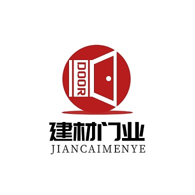 建材门业圆形门棕色简约LOGO