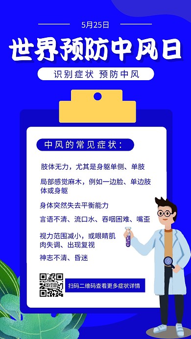 世界预防中风日纪念日宣传手机海报