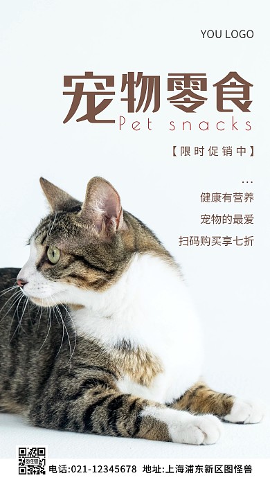 宠物零食促销海报褐色简约风摄影图海报