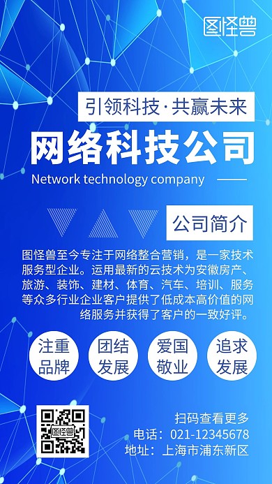 简约大气网络公司宣传手机海报