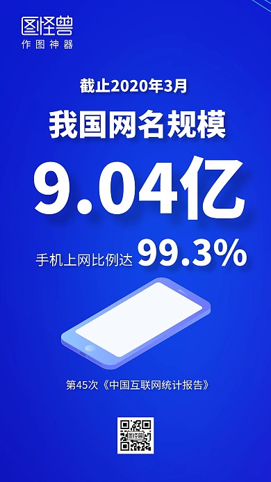 上网人数统计科技感手机海报